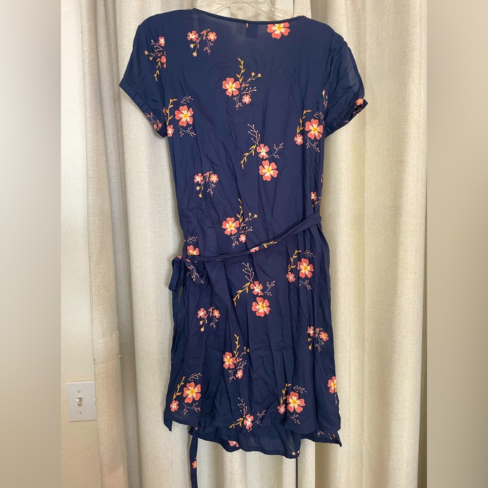 Blue Floral Wrap Dress